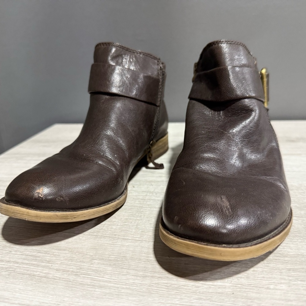 Franco Sarto Brown Leather Ankle Booties Size 7.5